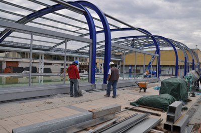 Visita d'obres a les piscines municipals.