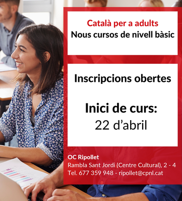 Cartell de l'oferta de cursos bàsics de català.
