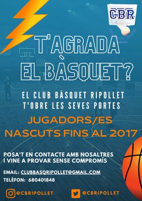 El Club Bàsquet Ripollet fa una crida per incorporar noves jugadores i jugadors.