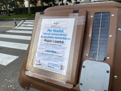 El servei Ripollet Aporta reforça la recollida de paper i cartró per Nadal i Reis.