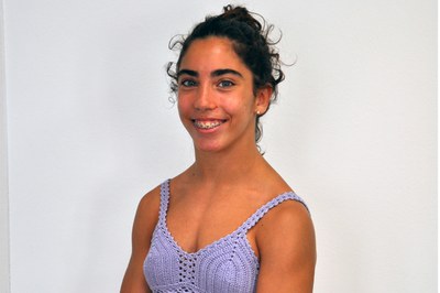 L'atleta Lucía Gómez, en las sessió fotogràfica per a l'entrevista de "lallana".