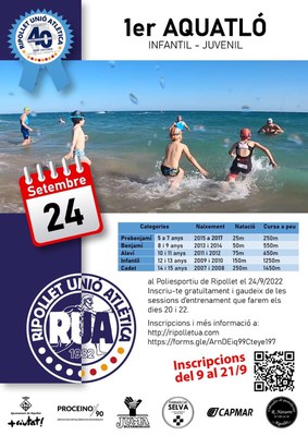 La Ripollet Unió Atlètica estrena el seu 1r Aquatló infantil-juvenil Vila de Ripollet.