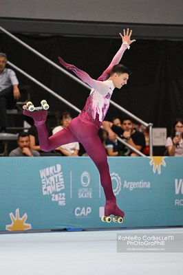 Llorenç Àlvarez, durant la competició. Foto: Raniero Corbelletti/Real Federación Española de Patinaje..