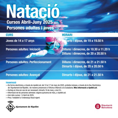 Cartell dels cursos de natació.