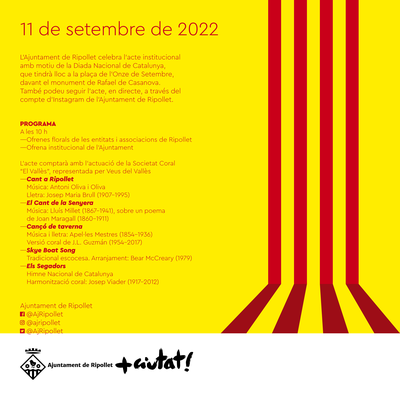 Ripollet celebra diumenge la Diada amb la tradicional ofrena floral al monument de Rafael de Casanova.