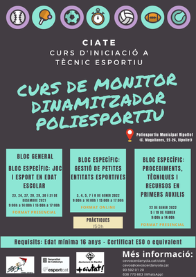 S'organitza un Curs d’Iniciació a Tècnic Esportiu en les pròximes setmanes.