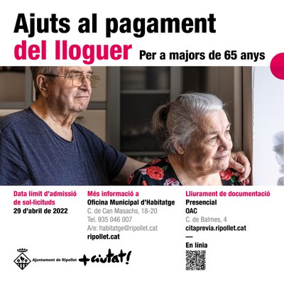 Imatge de la campanya 2022 dels ajuts al lloguer per a les persones més grans de 65 anys..