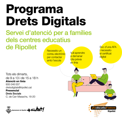 El projecte pilot Drets digitals ofereix atenció als centres educatius.