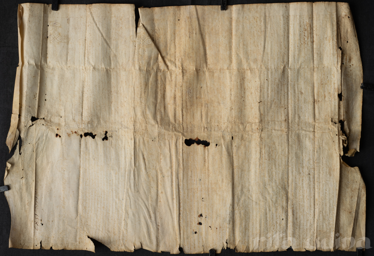 Pergamí abans de la restauració (1587). 63x47 cm.