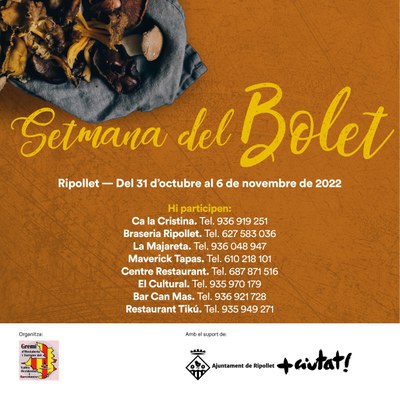 La restauració local torna a celebrar la Setmana del Bolet.