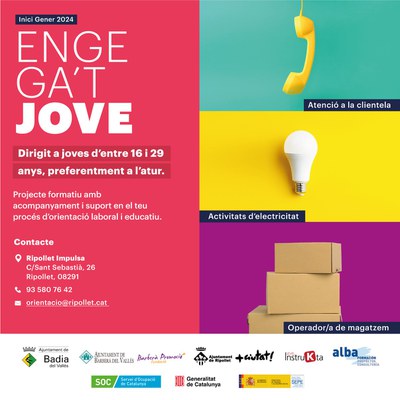Engega’t Jove, nou programa per a millorar l’ocupabilitat de persones joves.