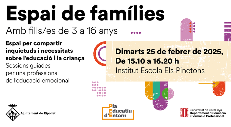 Cartell de la primera sessió de l'Espai de famílies, el 25 de febrer
