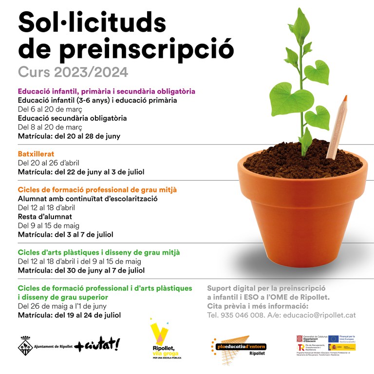 Cartell de la preinscripció escolar. PREINSCRIPCIONS.jpg